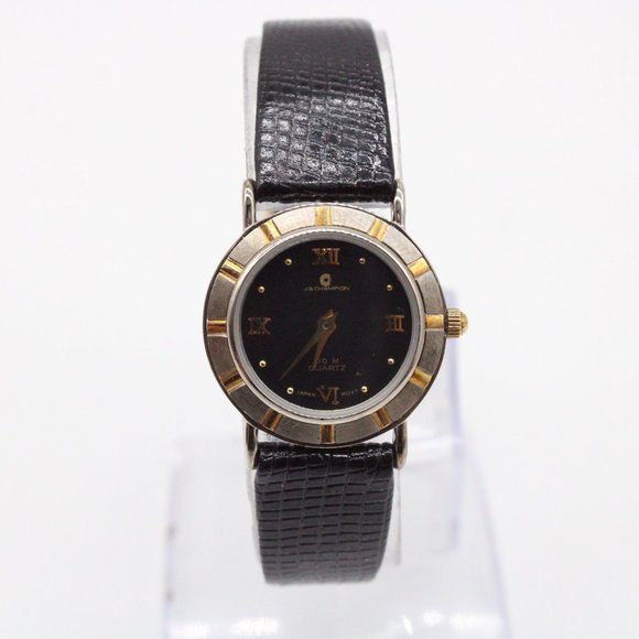 J.B Champion Watch Womens Silver Tone Stainless Steel Classic Black Round Dial - Picture 2 of 8